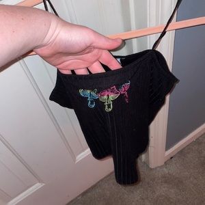 Black mushroom crop top